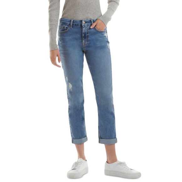 NWT Jen7 by 7 For All Mankind Slim Boyfriend Jeans 12 Robin Destroyed - Picture 2 of 9